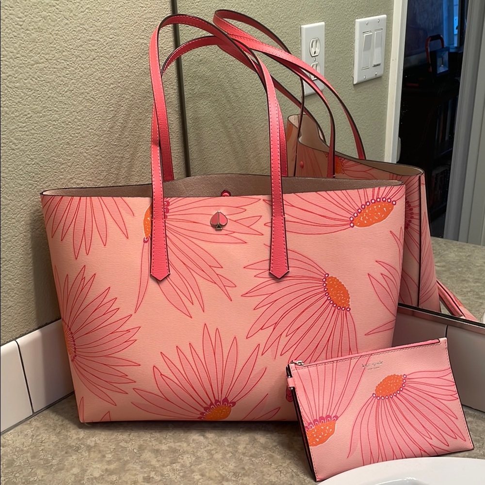 Kate Spade Pink Floral Tote Bag & Clutch